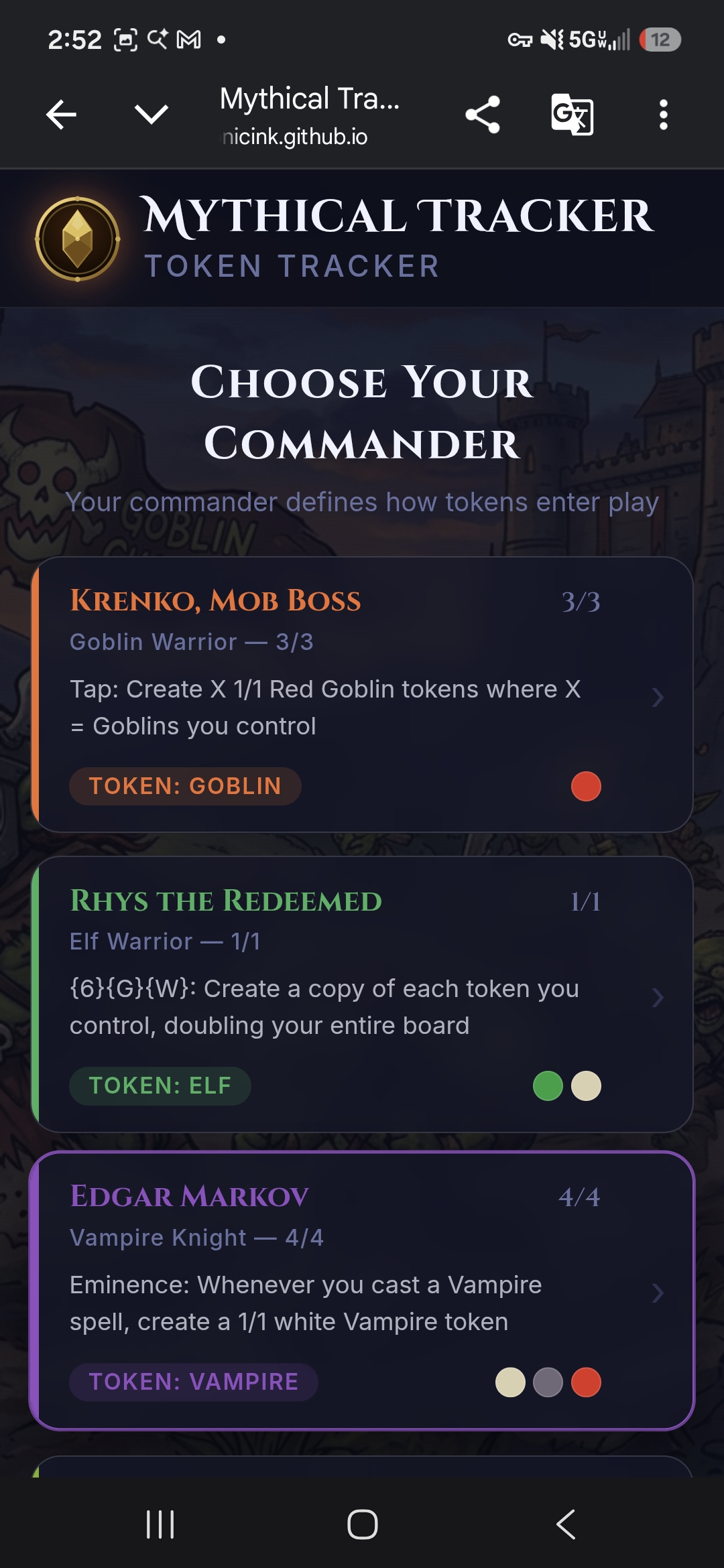 Mythical Tracker — MTG token tracking PWA